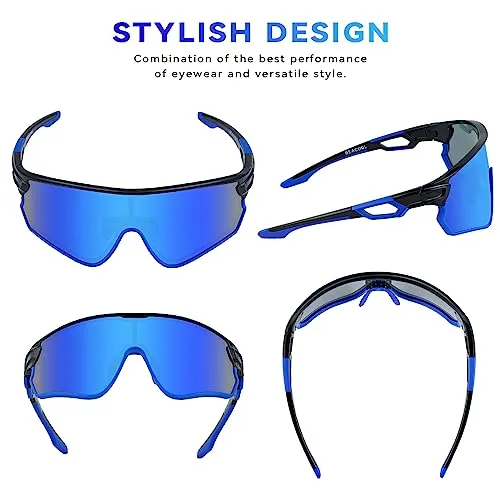 BEACOOL Polarized Sports Sunglasses for Men Women Youth Baseball Fishing Cycling Running Hiking Motorcycle Tac Glasses UV400 (Black Sliver)