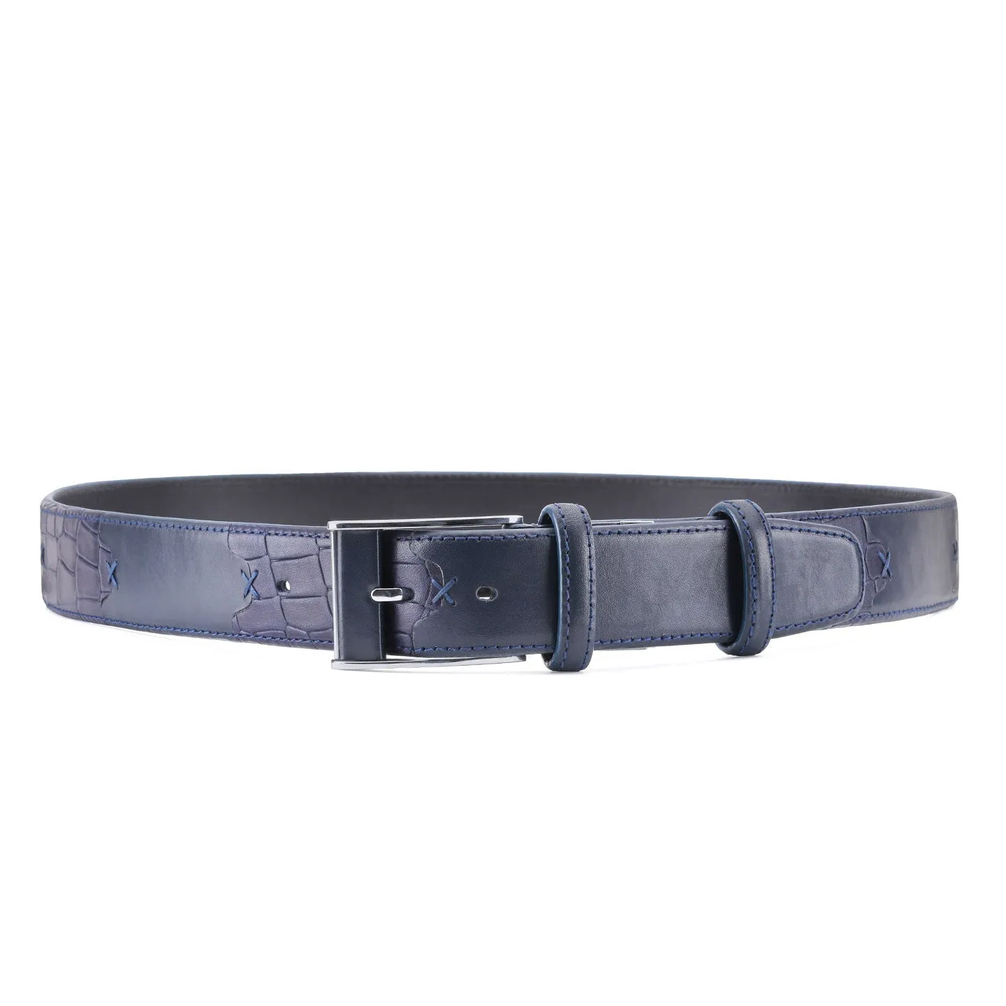 Belt with crocodile inserts