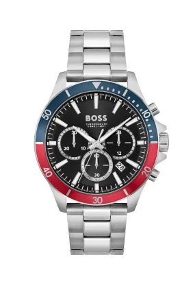 BOSS Mens Troper Black Chronograph Dial Bracelet Stainless Steel Watch