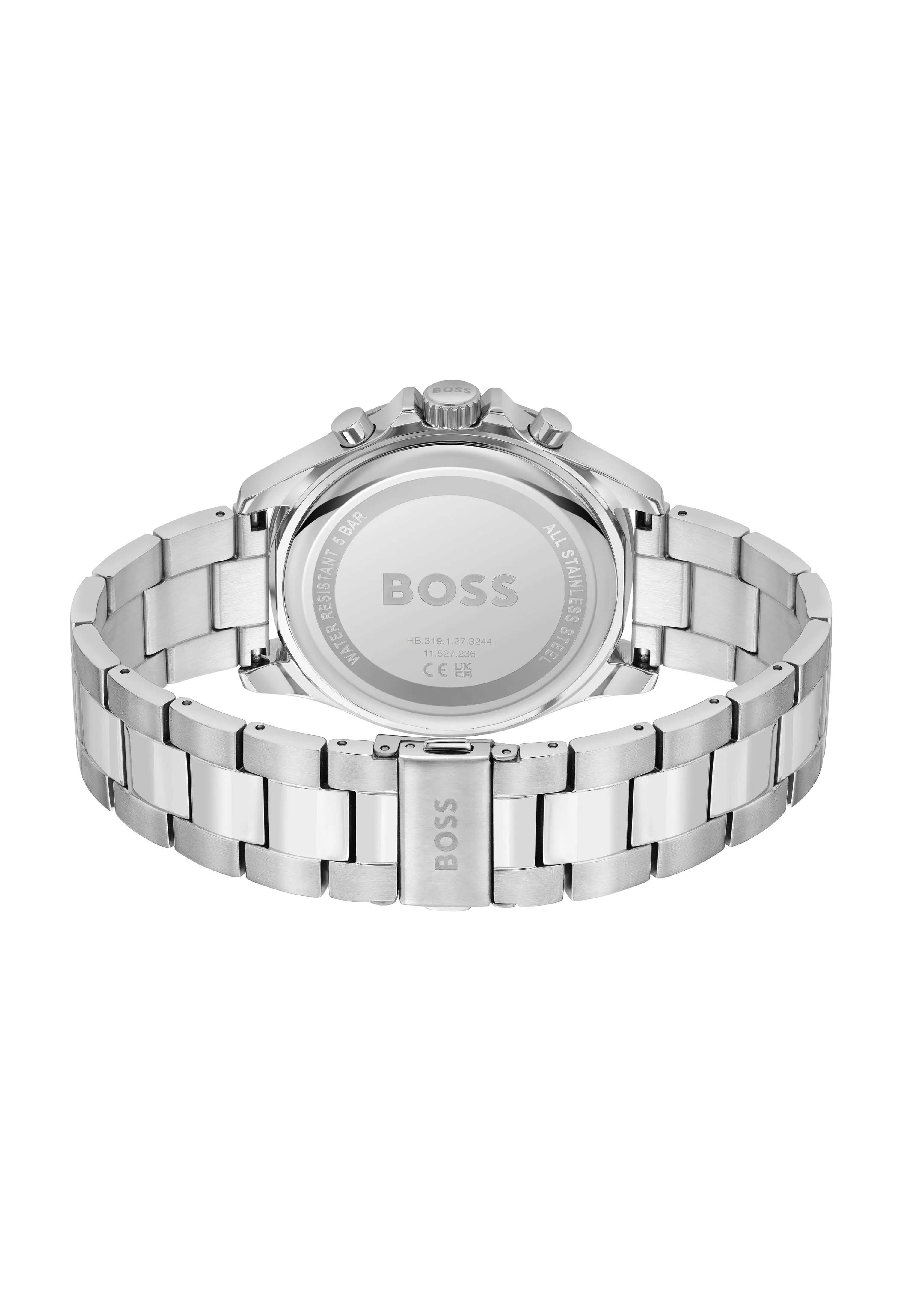 BOSS Mens Troper Black Chronograph Dial Bracelet Stainless Steel Watch
