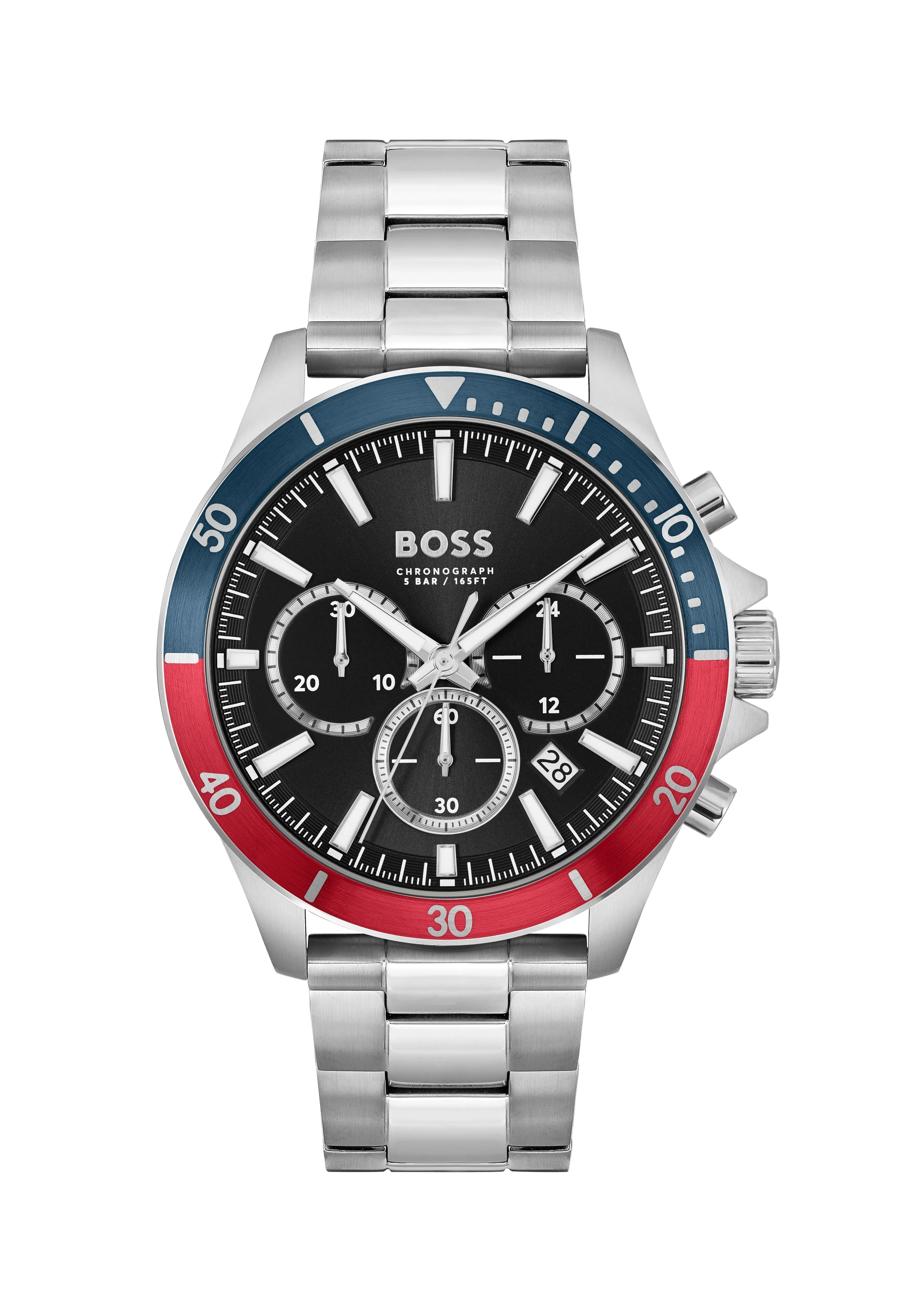 BOSS Mens Troper Black Chronograph Dial Bracelet Stainless Steel Watch