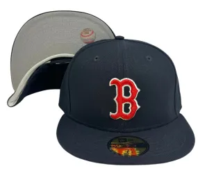 Boston Red Sox Fitted 59Fifty New Era Navy Cap Hat Grey UV