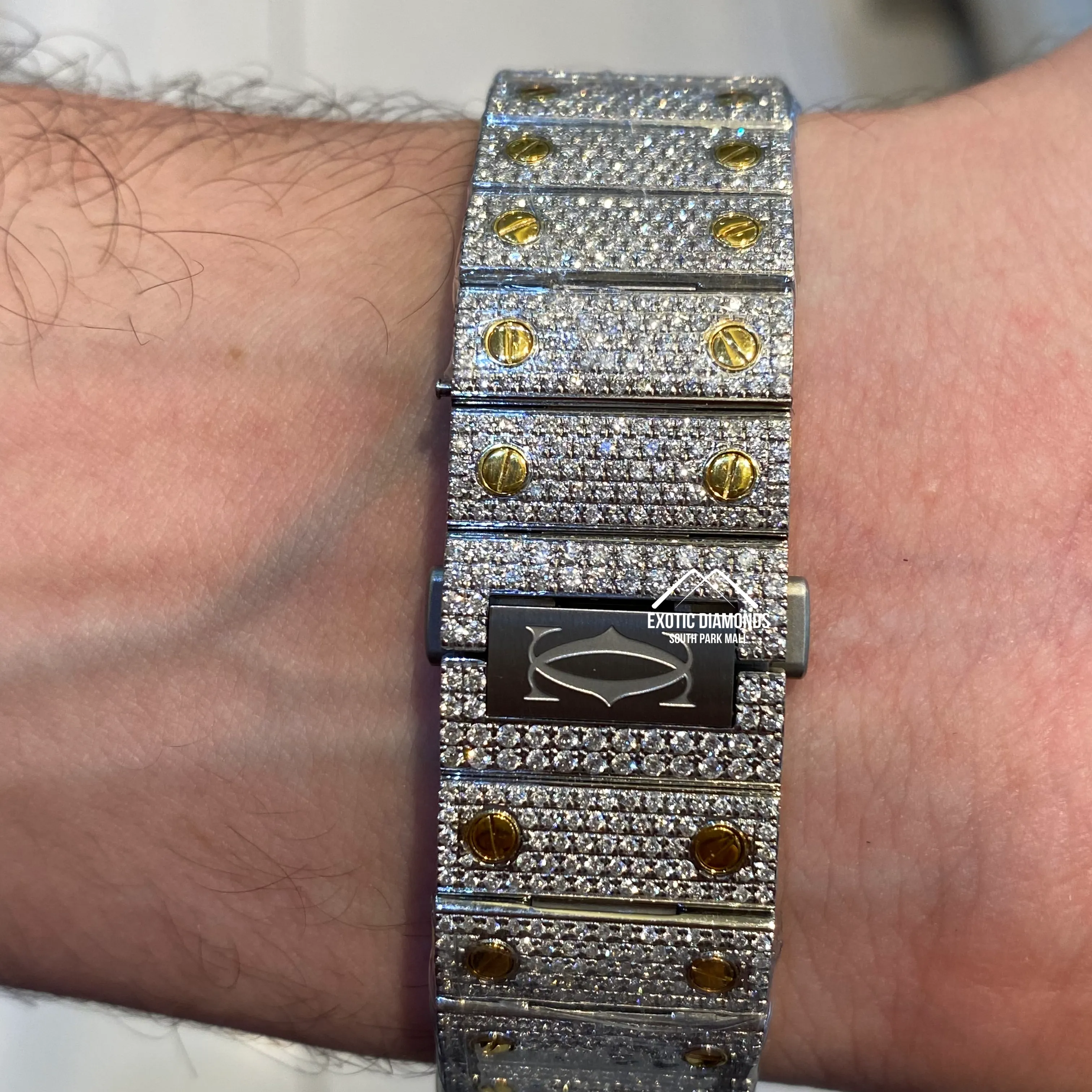 Cartier Santos XL with Large Custom Bezel and Full Diamond Watch