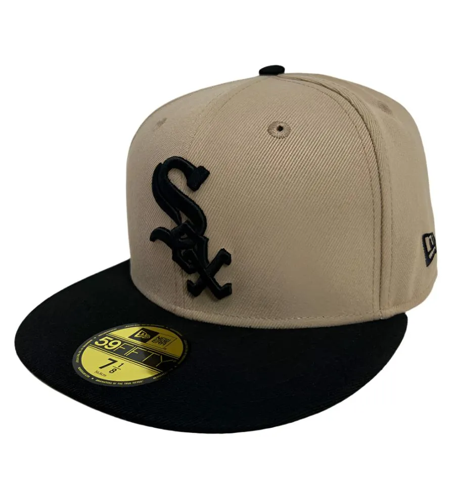 Chicago White Sox Fitted New Era 59Fifty 2 Tone Camel Cap Hat Grey UV