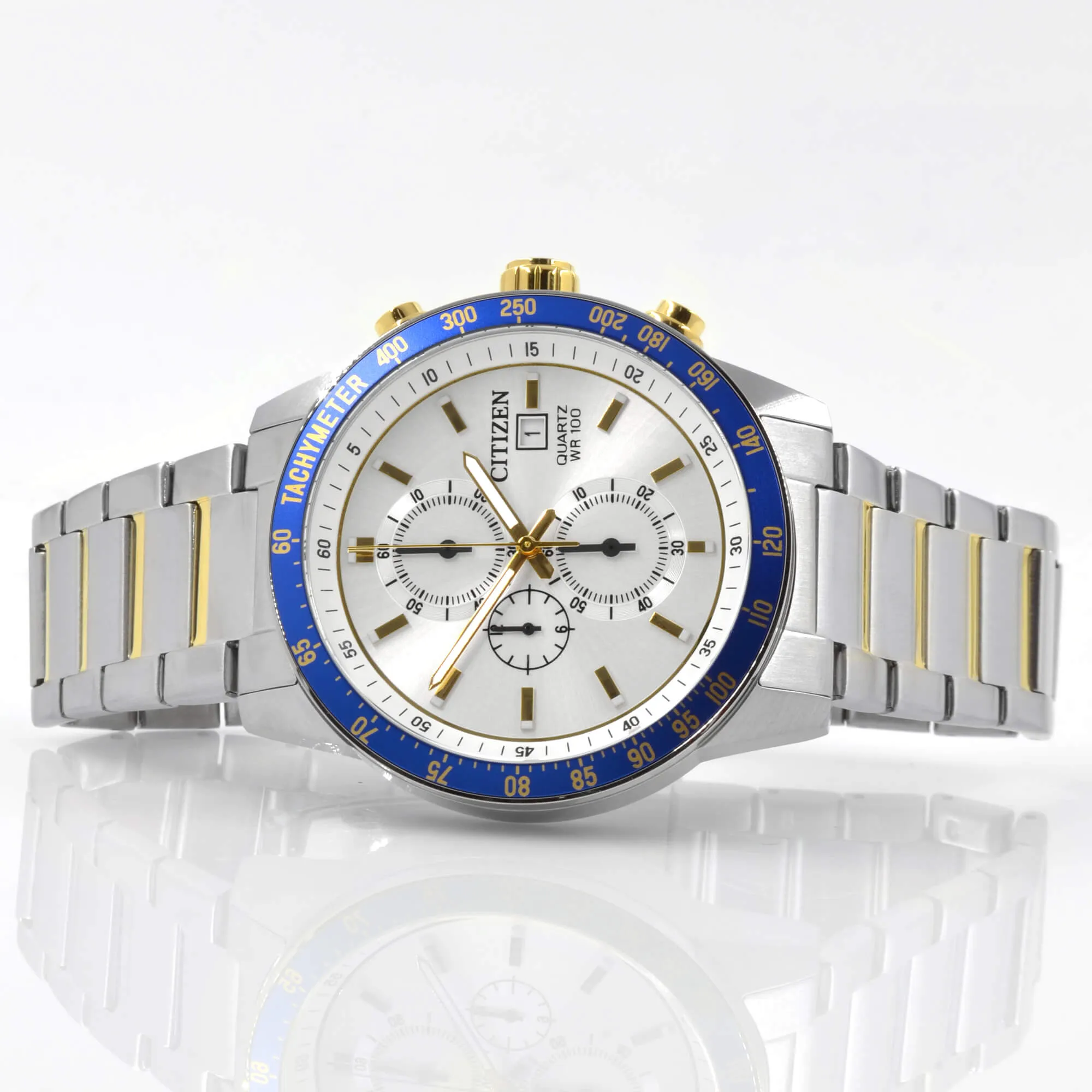 Citizen Men's Watch - Chronograph Silver Dial Two Tone Steel Bracelet | AN3686-53A