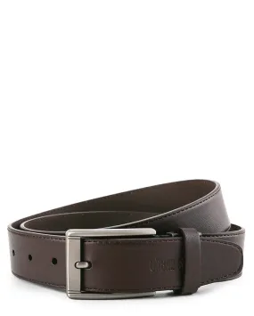 Classic Square Pin Buckle Top Grain Leather Belt - Brown