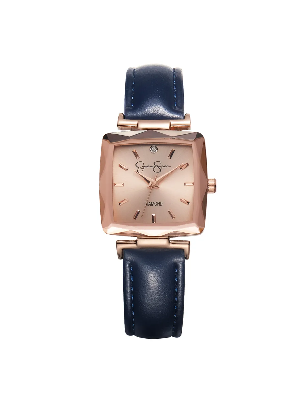 Cushion Case Strap Watch in Rose Gold Tone