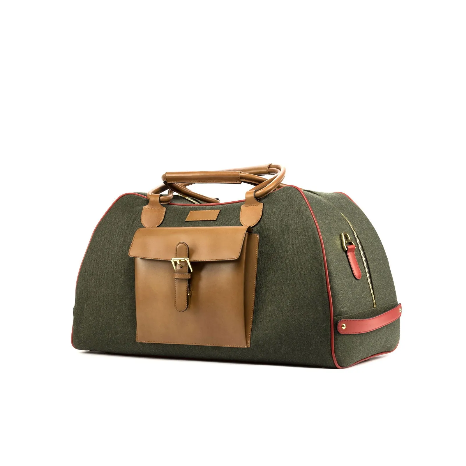 Custom Travel Sport Duffle Bag Leather Green Brown 4730