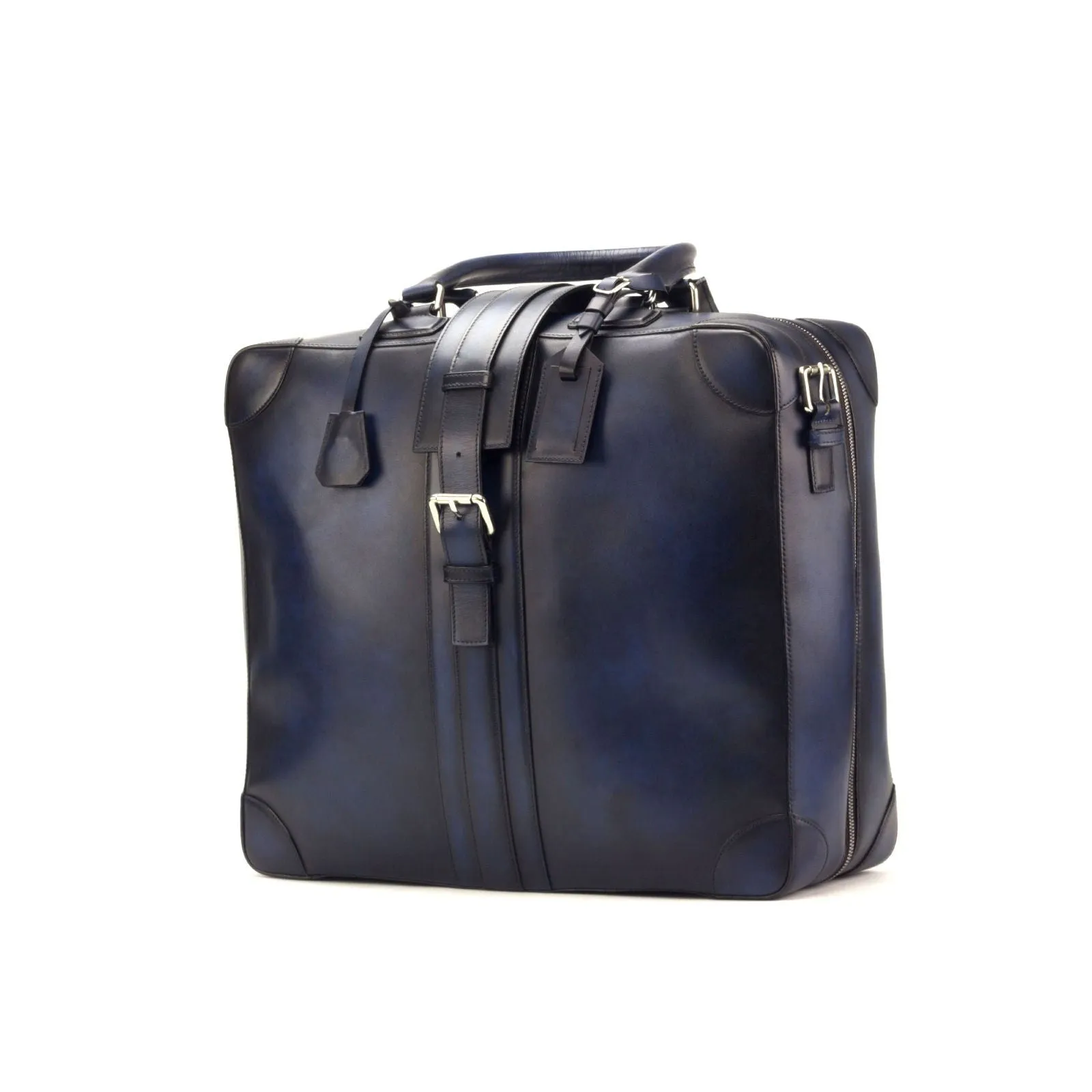 Custom Travel Tote Bag Leather Blue 2921