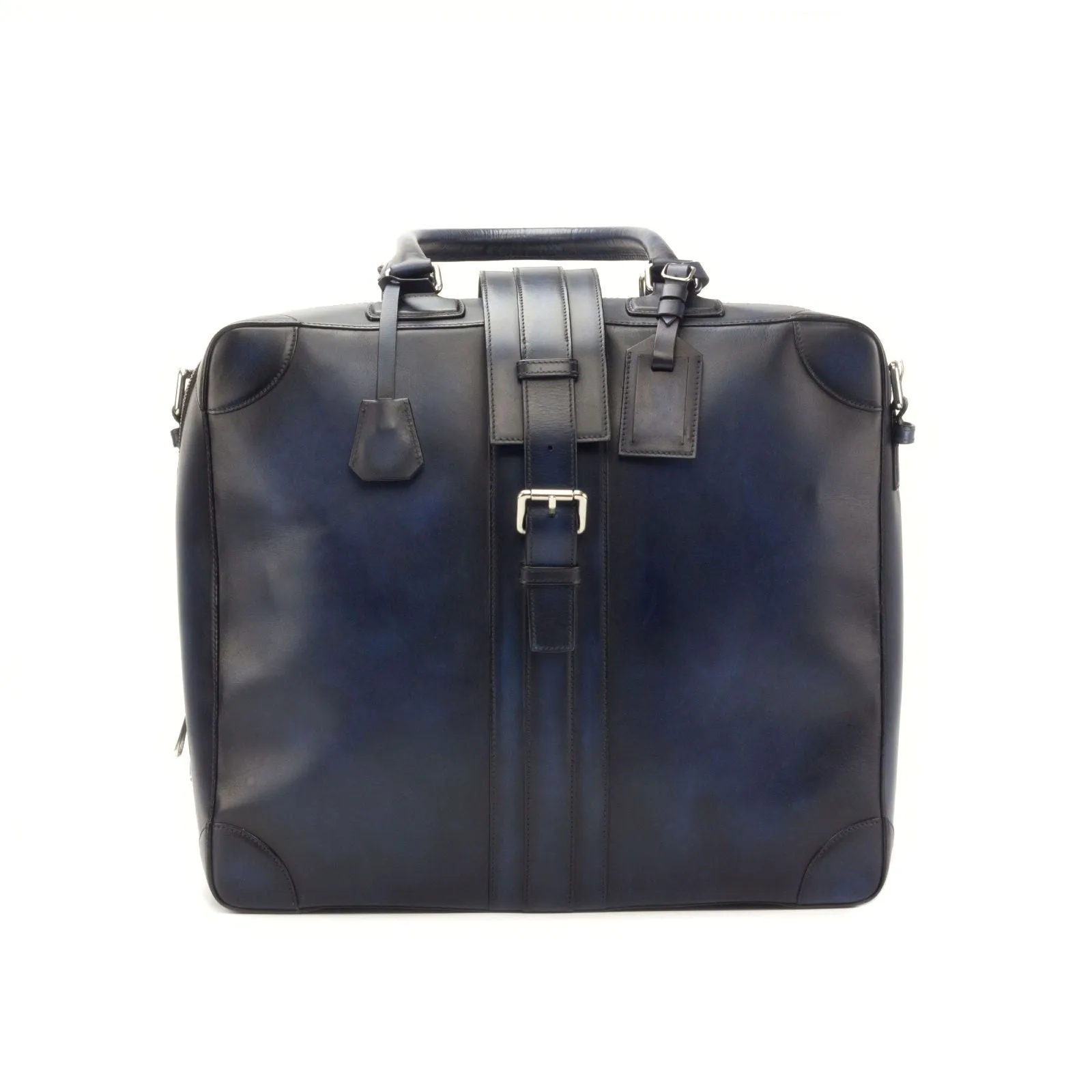 Custom Travel Tote Bag Leather Blue 2921
