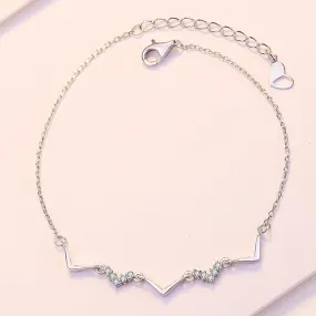 CZ "V" Shape Wave 925 Sterling Silver Bracelet