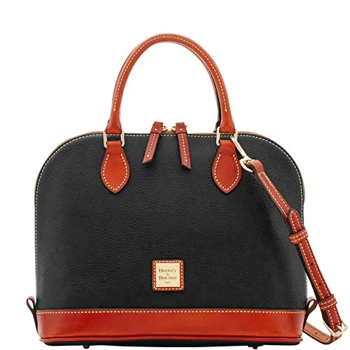 Dooney & Bourke Zip Zip Satchel Pebble Grain Leather Shoulder Bag Purse Handbag (Black)