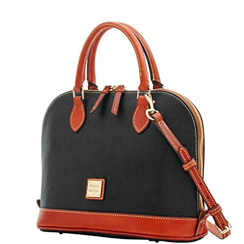 Dooney & Bourke Zip Zip Satchel Pebble Grain Leather Shoulder Bag Purse Handbag (Black)
