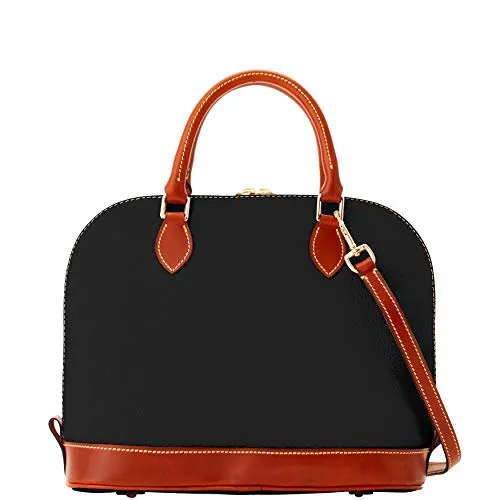 Dooney & Bourke Zip Zip Satchel Pebble Grain Leather Shoulder Bag Purse Handbag (Black)