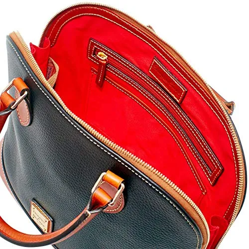 Dooney & Bourke Zip Zip Satchel Pebble Grain Leather Shoulder Bag Purse Handbag (Black)
