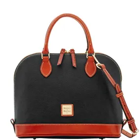 Dooney & Bourke Zip Zip Satchel Pebble Grain Leather Shoulder Bag Purse Handbag (Black)