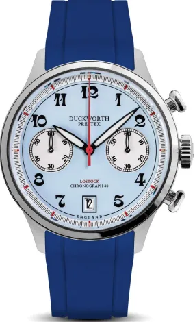 Duckworth Prestex Lostock Blue 40mm Quartz Chronograph Blue Rubber