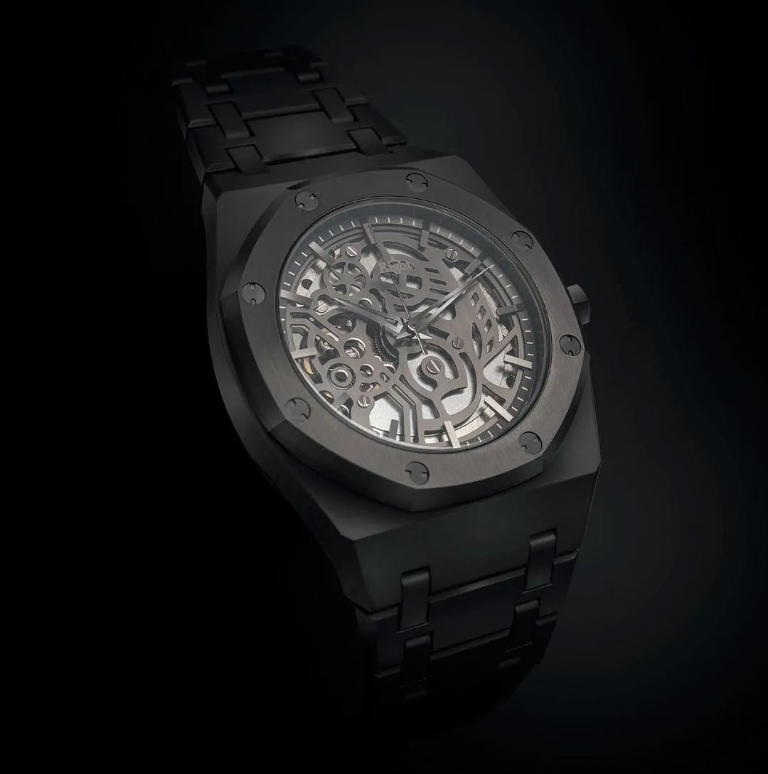 Eight Kuwait Arabia Skeleton Black 41 MM Automatic Men