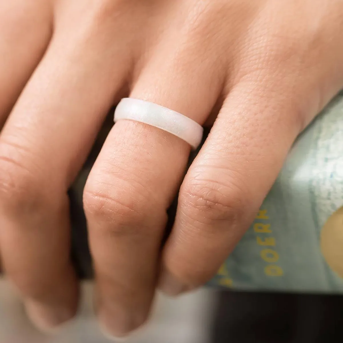 Enso Rings Thin Birthstone Series Silicone Ring - Moonstone
