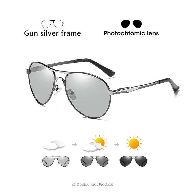 Eyewear: Aviation / Driving Intelligent Chameleon Style Glasses. Photochromic. Polarized. UV400.