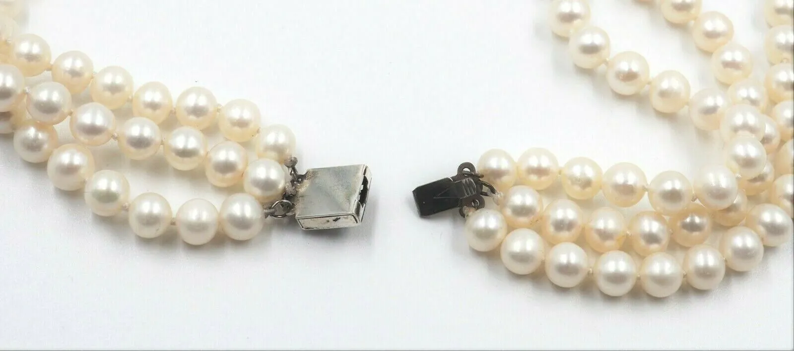Freshwater Cultured Pearl Triple Strand Necklace with Sterling Silver Clasp