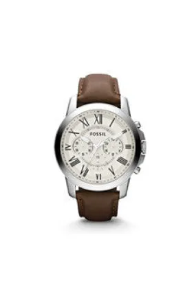 fs4735p grant chronograph brown leather watch by fossil -For Men
