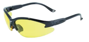 Global Vision Cougar Safety Glasses with Yellow Tint Lenses, Black Frames