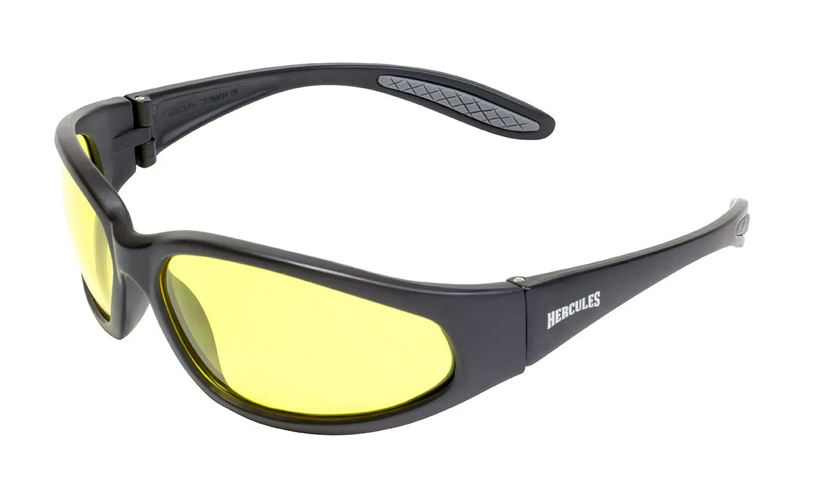 Global Vision Hercules 1 Safety Glasses with Yellow Global Vision Hercules 1 Plus A/F Anti-Fog Safety Glasses with Yellow Tint Lenses, Black Matte Frames Lenses, Gloss Black Frames