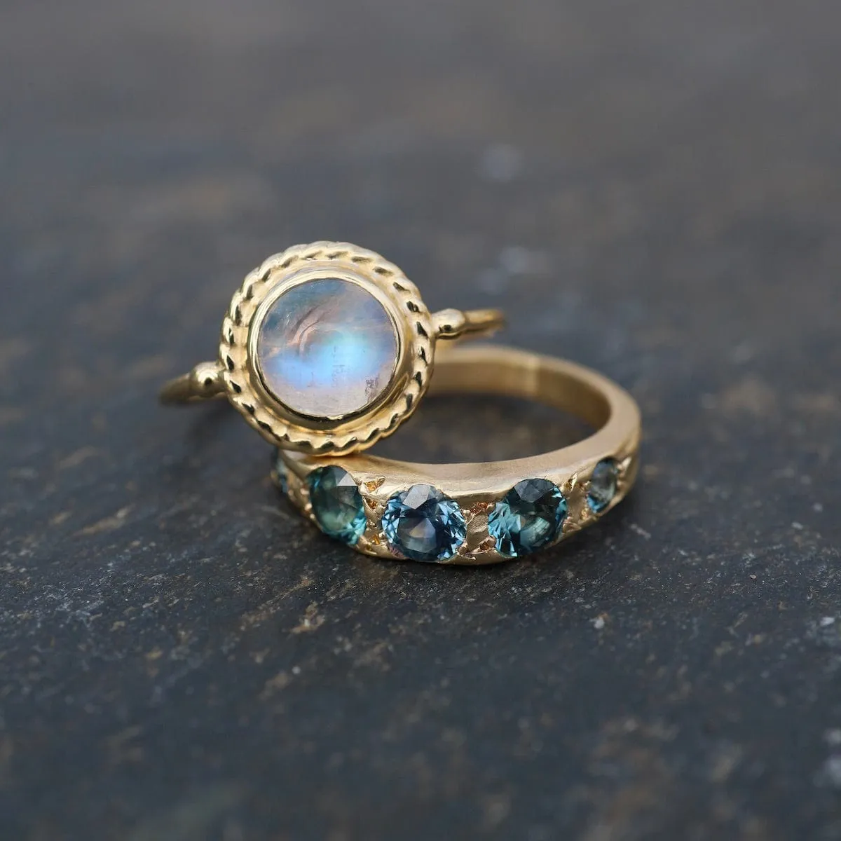 Gold Antiquarian Ring with Moonstone