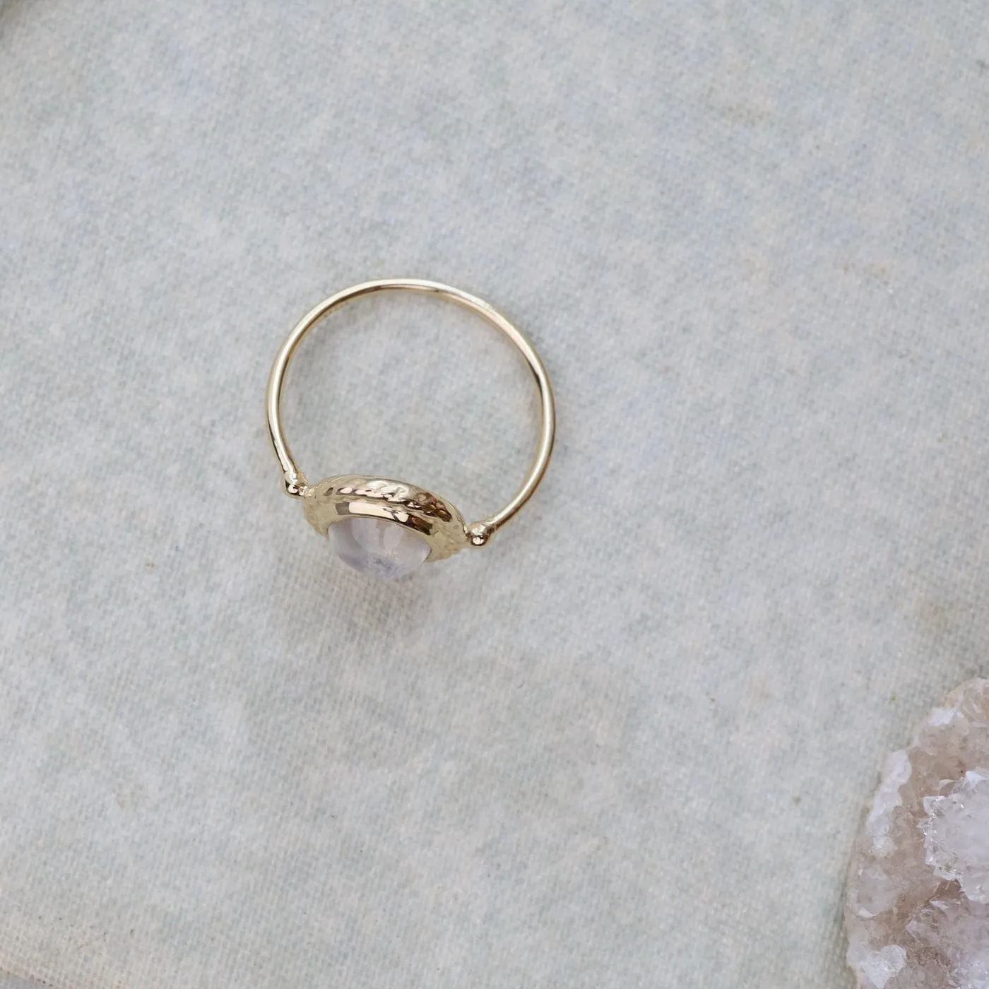 Gold Antiquarian Ring with Moonstone