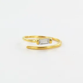 GOLD PLATED OPEN SPIRAL RING WITH ZIRCON