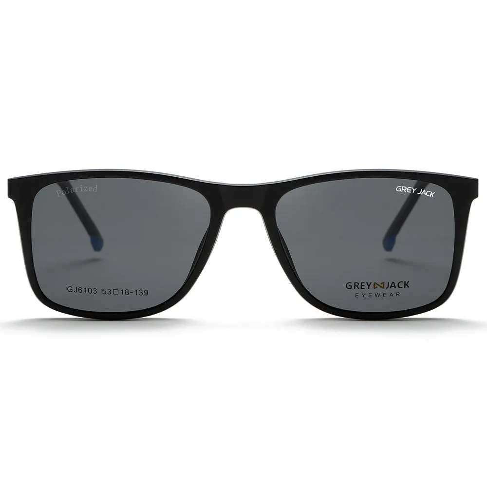 GREY JACK Polarized 4PCS Lens Unisex Clip On Glasses with Spring Hinge 6103