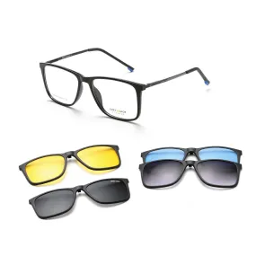 GREY JACK Polarized 4PCS Lens Unisex Clip On Glasses with Spring Hinge 6103