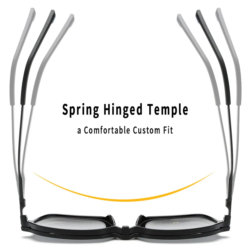 GREY JACK Polarized Polygon 4PCS Lens Clip On Glasses with Spring Hinge 6102