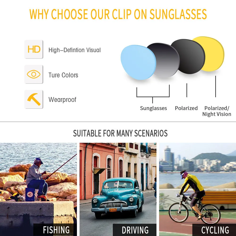GREY JACK Polarized Polygon 4PCS Lens Clip On Glasses with Spring Hinge 6102