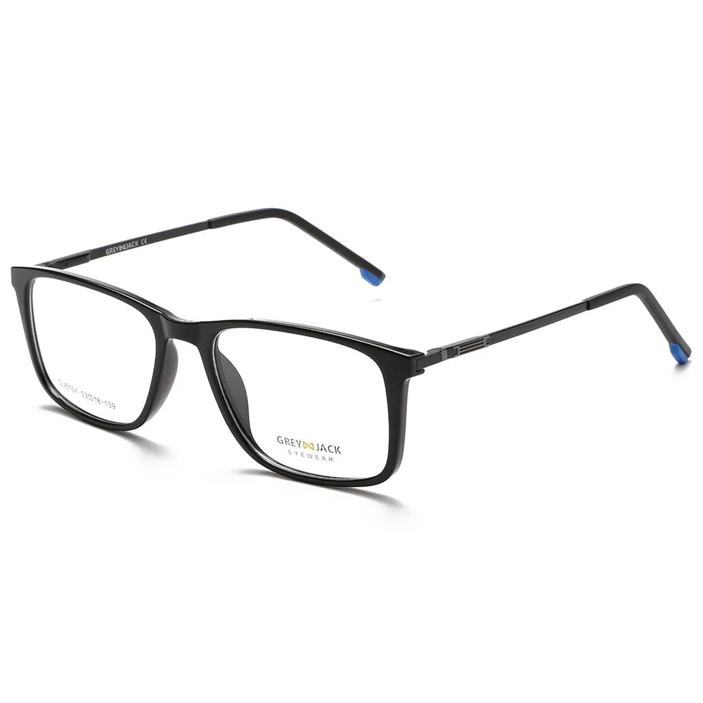 GREY JACK Polarized Rectangle 4 in 1 Clip on Glasses with Spring Hinge 6101