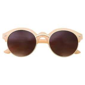 grinderPUNCH Classic Vintage Inspired Horned Rim Plastic Frame Black Gold Round Sunglasses