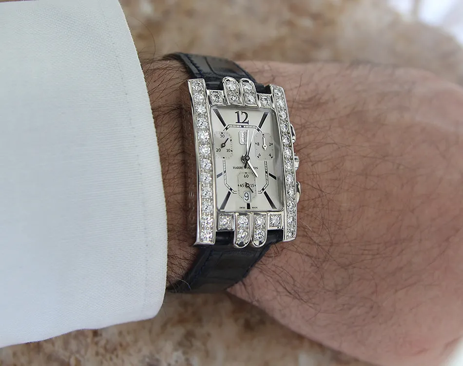 Harry Winston Avenue Diamond 18k White Gold Large Investment Grade Watch