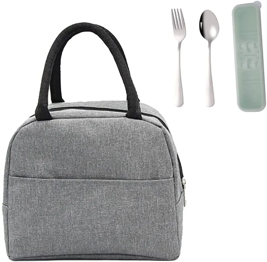 Insulated Tote Lunch Bag for Womens and Mens,Water Proof Lunch Boxes for Adult,Reusable Lunchboxes for Work,Food and Snack Containers Holder for Girls,Grey