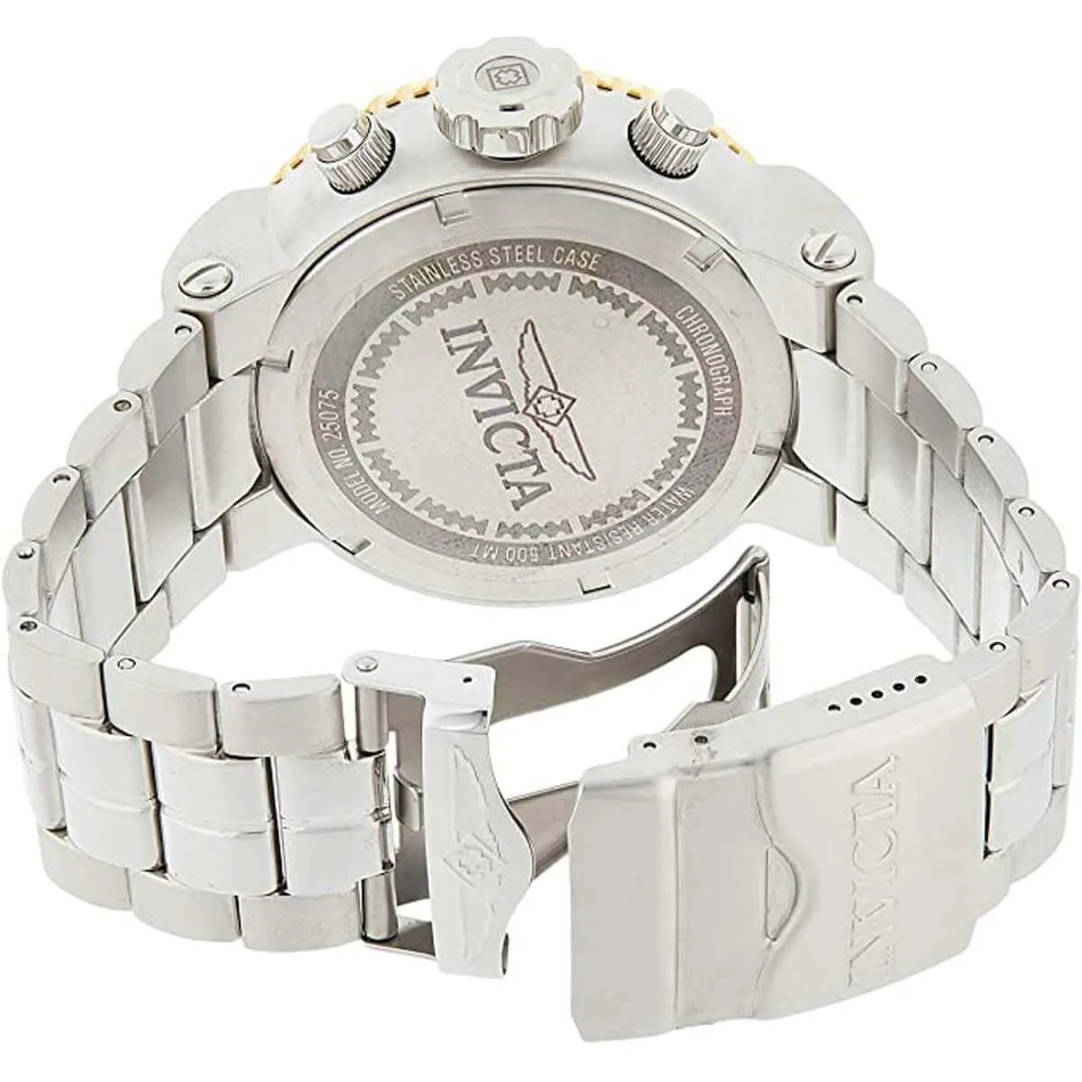 Invicta 25075 Men's Pro Diver Black & Gold Dial Chronograph Steel Bracelet Dive Watch