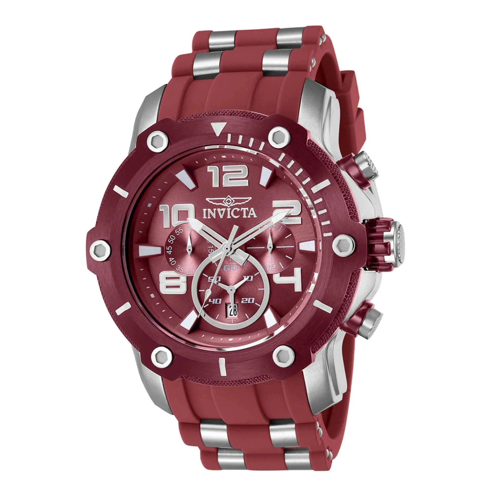 Invicta Men's Chronograph Watch - Pro Diver Quartz Red Dial Two Tone Strap | 40807