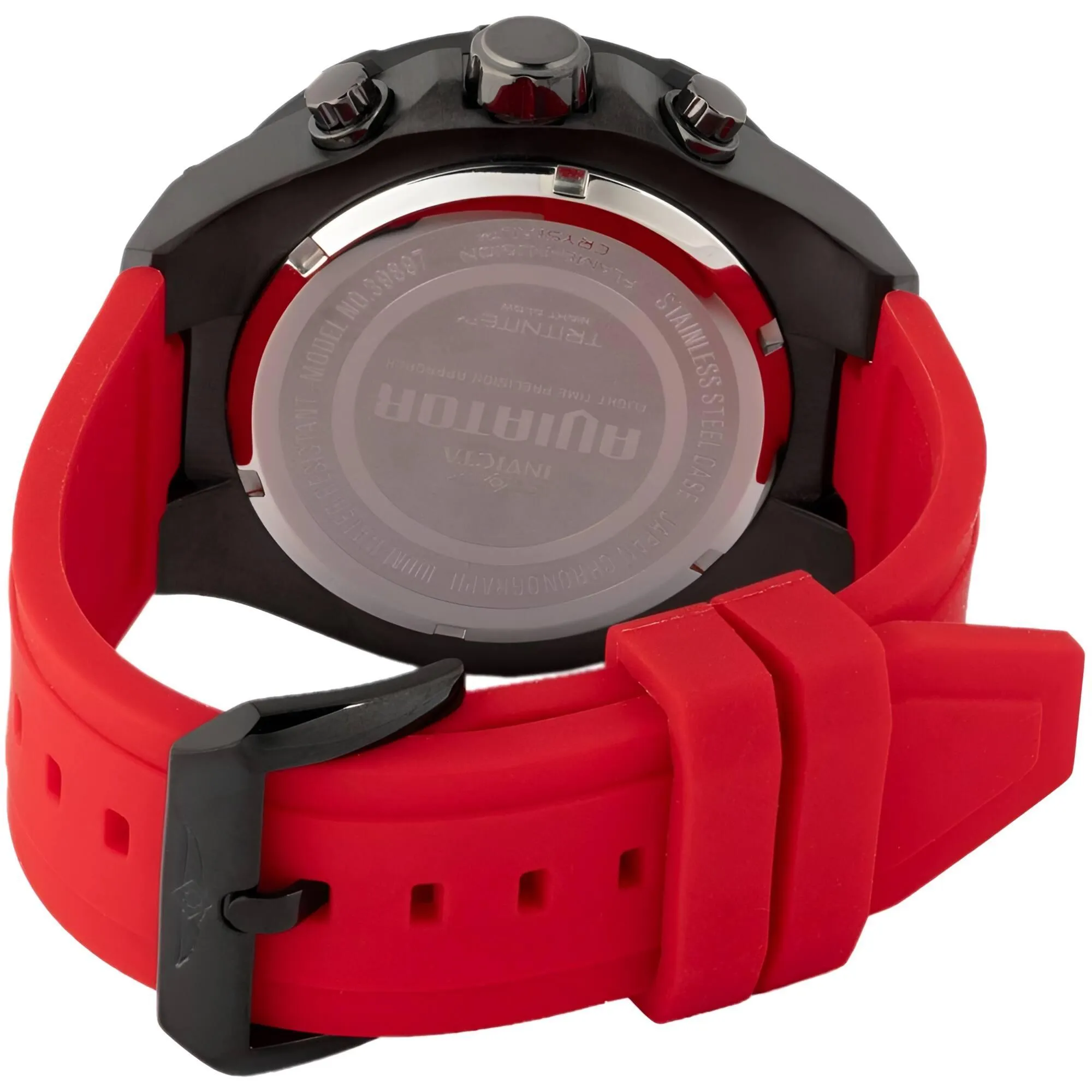 Invicta Men's Watch - Aviator Quartz Chrono Black Dial Red Silicone Strap | 39897