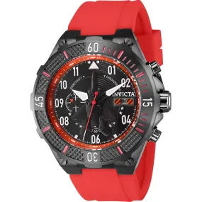 Invicta Men's Watch - Aviator Quartz Chrono Black Dial Red Silicone Strap | 39897