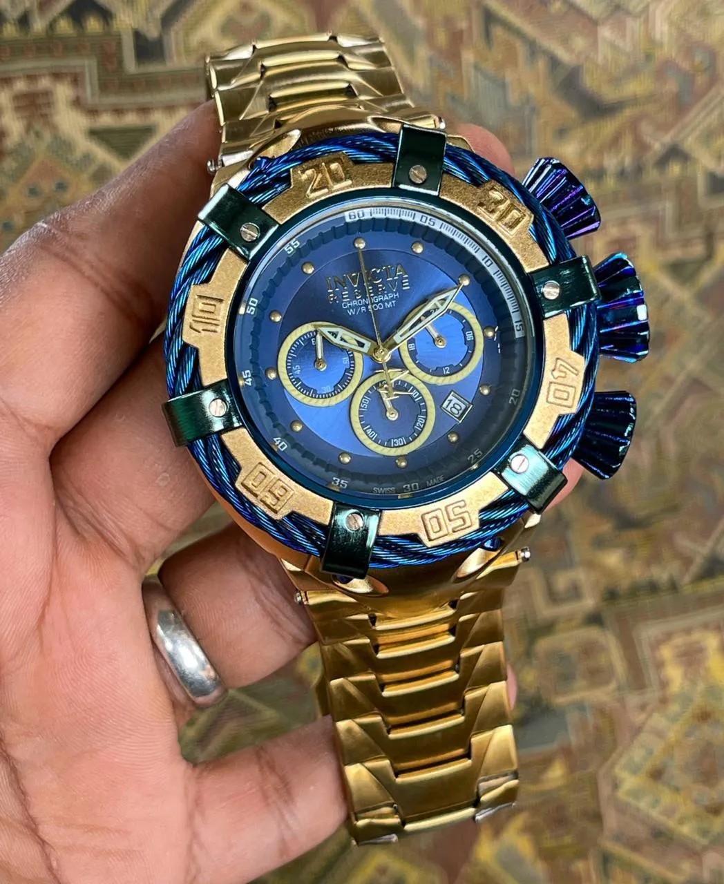 Invicta Reserve Mens Thunder Bolt Quartz Chronograph Gold Men's Watch For Gift INC-21347