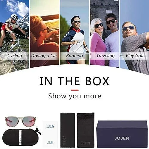 JOJEN Polarized Sports Sunglasses for Men Women Baseball Running Cycling Fishing Golf Tr90 Ultralight Frame JE001(Grey Frame Red Revo Lens)