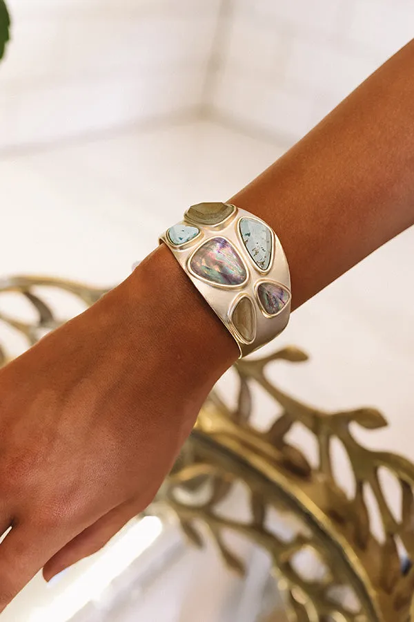Kendra Scott Margot Gold Statement Cuff Bracelet in Sea Green Mix