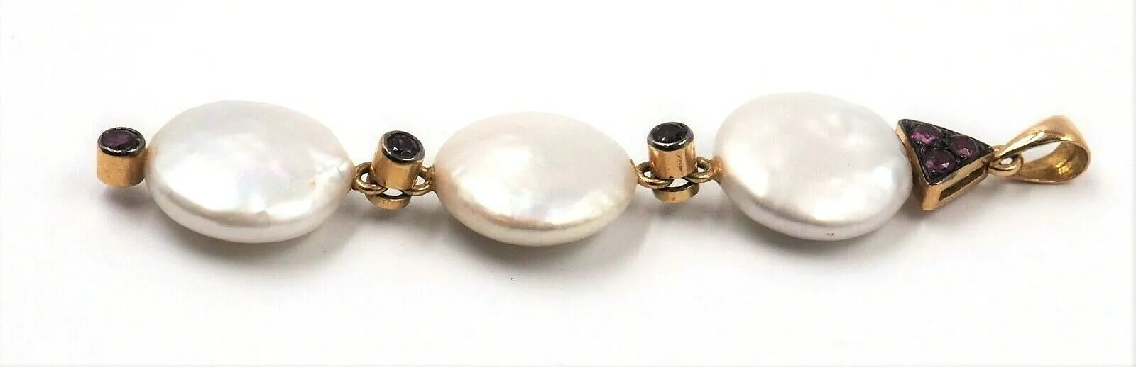 Keshi Pearl & Rhodolite Garnet 18ct Yellow Gold Pendant