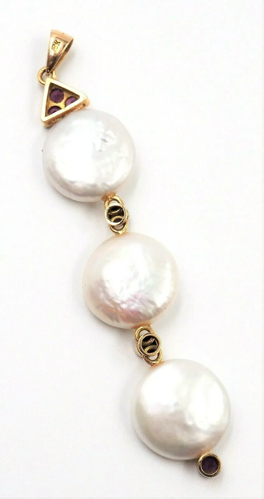 Keshi Pearl & Rhodolite Garnet 18ct Yellow Gold Pendant