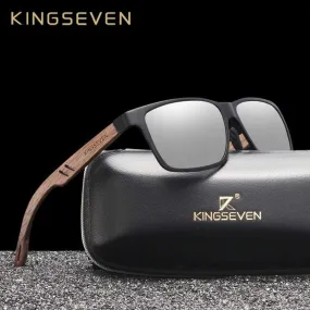 KINGSEVEN Aluminum Walnut Wooden Handmade Sunglasses