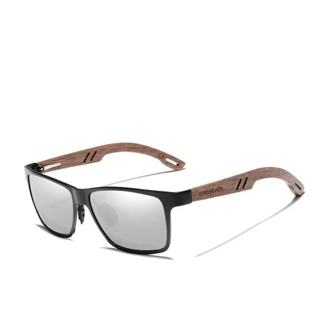 KINGSEVEN Aluminum Walnut Wooden Handmade Sunglasses
